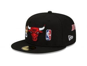 Chicago Bulls 6-Time Champions Black 59Fifty Fitted Hat by NBA x New Era Left