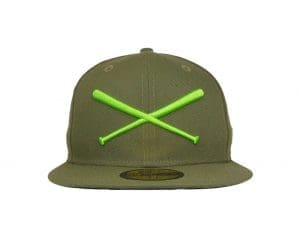 Crossed Bats Logo Olive Cyber 59Fifty Fitted Hat by JustFitteds x New Era