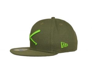 Crossed Bats Logo Olive Cyber 59Fifty Fitted Hat by JustFitteds x New Era Left