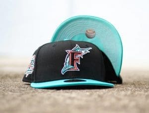 Florida Marlins 10th Anniversary Black Teal 59Fifty Fitted Hat by MLB x New Era