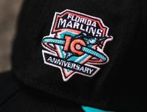 Florida Marlins 10th Anniversary Black Teal 59Fifty Fitted Hat by MLB x New Era Patch