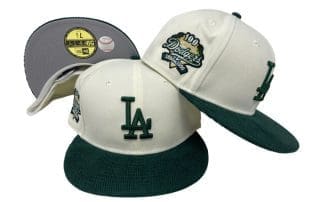 Los Angeles Dodgers 100th Anniversary Chrome Green Corduroy 59Fifty Fitted Hat by MLB x New Era