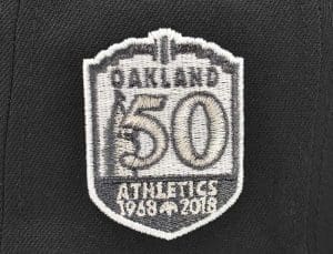 Oakland Athletics 50th Anniversary Upside Black Graphite 59Fifty Fitted Hat by MLB x New Era Patch