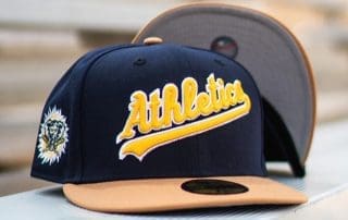 Oakland Athletics Navy Khaki 59Fifty Fitted Hat by MLB x New Era