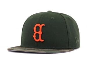 Boston Red Sox Upside Down Dark Seaweed Woodland Camouflage 59Fifty Fitted Hat by MLB x New Era