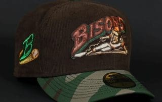 Buffalo Bisons Sliding Bison Mahogany Corduroy Woodland Camo 59Fifty Fitted Hat by MiLB x New Era