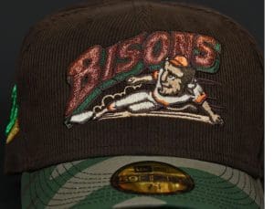 Buffalo Bisons Sliding Bison Mahogany Corduroy Woodland Camo 59Fifty Fitted Hat by MiLB x New Era Front