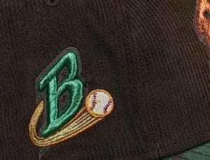 Buffalo Bisons Sliding Bison Mahogany Corduroy Woodland Camo 59Fifty Fitted Hat by MiLB x New Era Patch