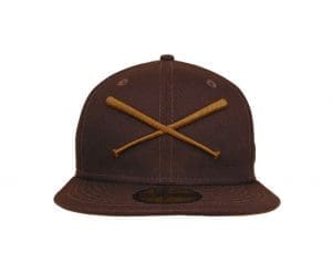 Crossed Bats Logo Burnt Wood 59Fifty Fitted Hat by JustFitteds x New Era