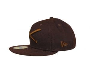 Crossed Bats Logo Burnt Wood 59Fifty Fitted Hat by JustFitteds x New Era Side