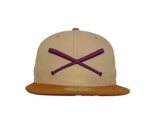 Crossed Bats Logo Camel Maroon 59Fifty Fitted Hat by JustFitteds x New Era