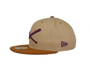 Crossed Bats Logo Camel Maroon 59Fifty Fitted Hat by JustFitteds x New Era Left