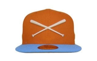 Crossed Bats Logo Orange Sky 59Fifty Fitted Hat by JustFitteds x New Era