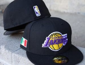 Los Angeles Lakers Team Mexico Patch Black 59Fifty Fitted Hat by NBA x New Era Back