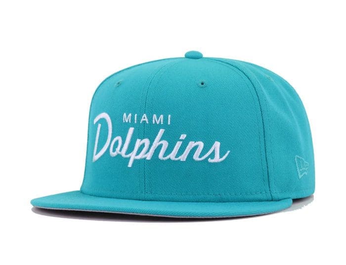 Miami Dolphins Script Teal Breeze 59Fifty Fitted Hat by NFL x New Era