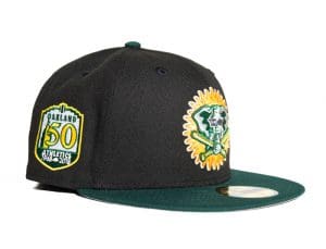 Oakland Athletics 50th Anniversary Black Green 59Fifty Fitted Hat by MLB x New Era Patch