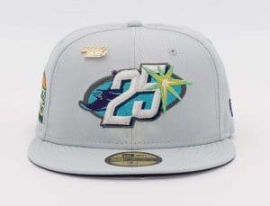 Tampa Bay Rays 25th Anniversary Tropicana Field Snow Grey 59Fifty Fitted Hat by MLB x New Era Front