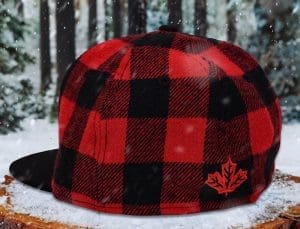 Beaverjax Double Axes Red Buffalo Plaid Black 59Fifty Fitted Hat by Noble North x New Era Back
