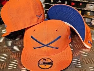Crossed Bats Logo Teal And Orange 59Fifty Fitted Hat by JustFitteds x New Era