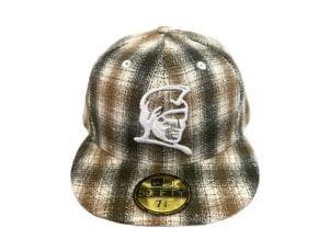 Kamehameha Plaid White Tan Green 59Fifty Fitted Hat by Fitted Hawaii x New Era Front