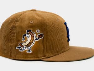 Los Angeles Dodgers Corduroy Beige Blue 59Fifty Fitted Hat by MLB x New Era Patch