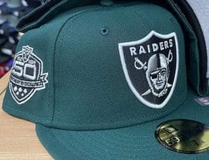 Raiders 50th Anniversary Forrest Green 59Fifty Fitted Hat by NFL x New Era Front