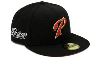 San Diego Padres Script Black Orange 59Fifty Fitted Hat by MLB x New Era