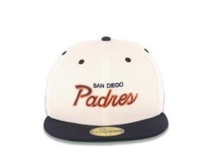 San Diego Padres Script Navy Orange 59Fifty Fitted Hat by MLB x New Era Front