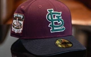 St. Louis Cardinals Busch Stadium Burgundy Dark Navy 59Fifty Fitted Hat by MLB x New Era