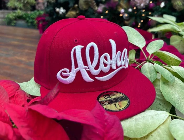 Aloha Script Red 59Fifty Fitted Hat by 808allday x New Era