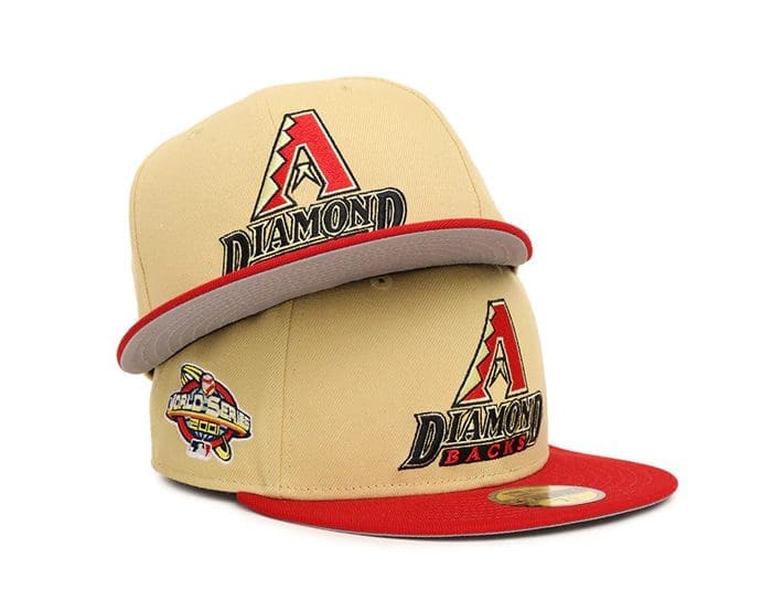 Arizona Diamondbacks 2001 World Series Vegas Gold Scarlet Red 59Fifty Fitted Hat by MLB x New Era