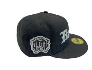 Hawaii Black Metallic Silver 59Fifty Fitted Hat by 808allday x New Era Side