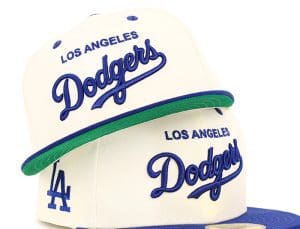 Los Angeles Dodgers Script Chrome Royal 2-Tone 59Fifty Fitted Hat by MLB x New Era Front