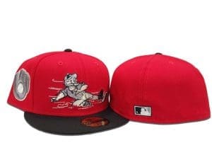 Milwaukee Brewers Block Mascot Black Red 59Fifty Fitted Hat by MLB x New Era Front