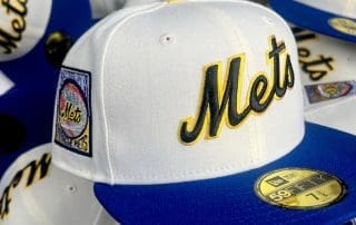 New York Mets 25th Anniversary Chrome White Light Royal 59Fifty Fitted Hat by MLB x New Era