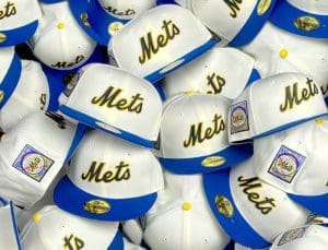 New York Mets 25th Anniversary Chrome White Light Royal 59Fifty Fitted Hat by MLB x New Era Front