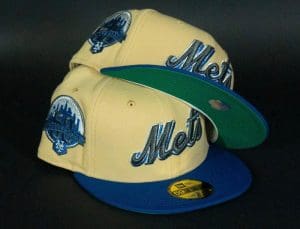 New York Mets 50th Anniversary Vegas Gold Dark Royal 59Fifty Fitted Hat by MLB x New Era