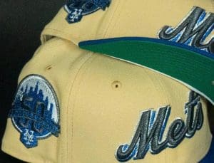 New York Mets 50th Anniversary Vegas Gold Dark Royal 59Fifty Fitted Hat by MLB x New Era Front