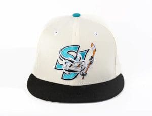 San Jose Barracuda Chrome White Black 59Fifty Fitted Hat by AHL x New Era Front