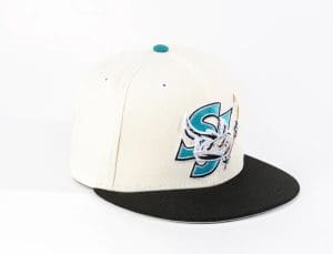 San Jose Barracuda Chrome White Black 59Fifty Fitted Hat by AHL x New Era Right