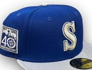Seattle Mariners 40th Anniversary Blue Silver 59Fifty Fitted Hat by MLB x New Era Front