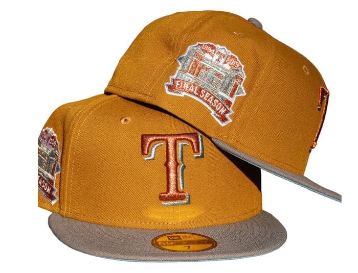 Texas Rangers 2019 Final Season Gold Gray 59Fifty Fitted Hat by MLB x New Era