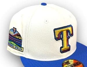 Texas Rangers 2020 Inaugural Season Chrome White Blue 59Fifty Fitted Hat by MLB x New Era Front