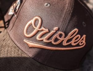 Baltimore Orioles 60th Anniversary Mocha Corduroy 59Fifty Fitted Hat by MLB x New Era Front