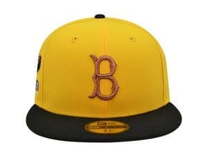 Brooklyn Dodgers Ebbets Field Canary Yellow Black 59Fifty Fitted Hat by MLB x New Era Front