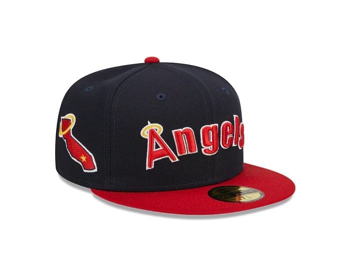 California Angels Script Navy Red 59Fifty Fitted Hat by MLB x New Era