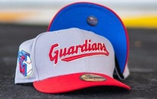 Cleveland Guardians Grey Red 59Fifty Fitted Hat by MLB x New Era