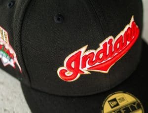 Cleveland Indians 10th Anniversary Black 59Fifty Fitted Hat by MLB x New Era Front