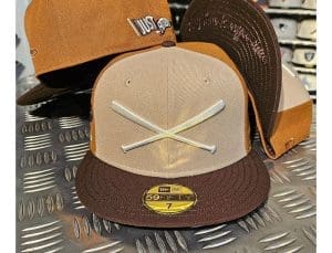 Crossed Bats Logo Coffee Lvr 59Fifty Fitted Hat by JustFitteds x New Era Front