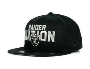 Las Vegas Raiders Raider Nation Black 59Fifty Fitted Hat by NFL x New Era Front